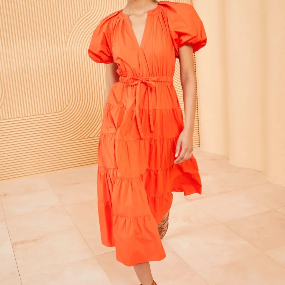 Ulla Johnson Vibrant Orange Midi Dress - image 1